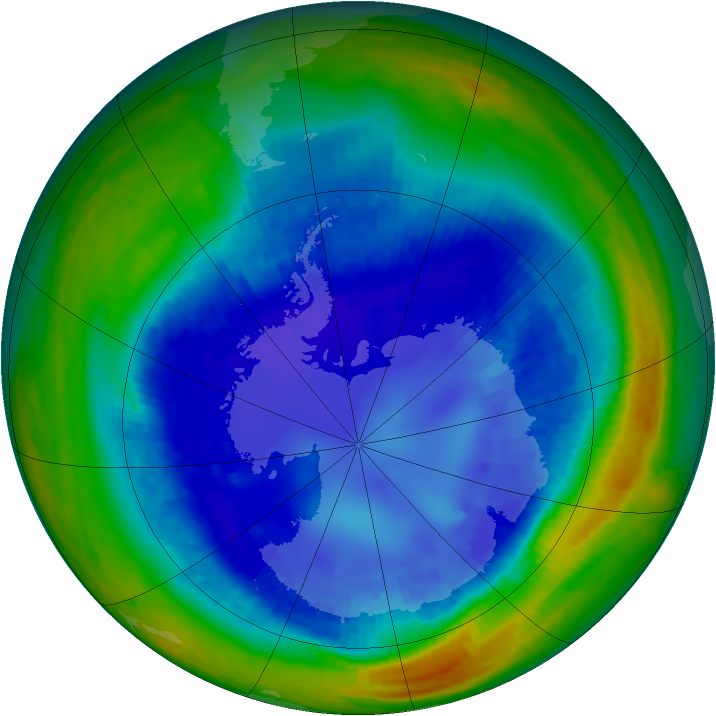 Antarctic ozone map for 28 August 2003